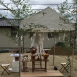 地鎮祭で青竹しめ縄祭壇テントのイメージ画像